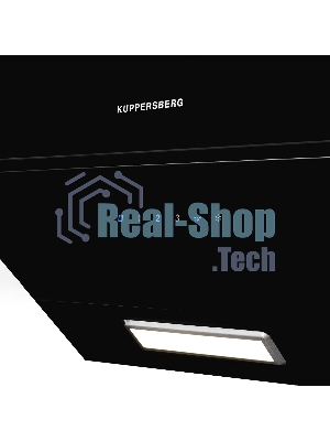 Вытяжка Kuppersberg F 601 BL ширина 60 см, отвод/рециркуляция, 600 м3/час, сенсорное управление, 3 скоростей, светодиодное освещение 1*2 Вт, металлический жироулавливающий фильтр, угольный фильтр KF-ES (опция), 46 дБ, черный / короб черная эмаль