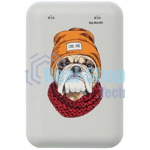 Портативный аккумулятор RITMIX RPB-10007 Bulldog (10000 мА, 2хUSB 2.1 А, софт-тач, принт Бульдог)