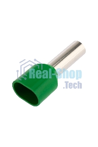 Наконечник штыревой втулочный Rexant изолированный F-14 мм 2х6 мм² (НШВи(2) 6.0-14/НГи2 6,0-14) зеленый