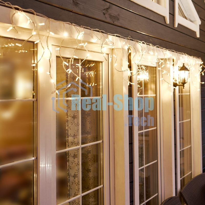 Гирлянда Neon-night Айсикл (Бахрома) светодиодная 4,0х0,6 м, с эффектом мерцания, белый провод каучук, 230 В, диоды теплые белые