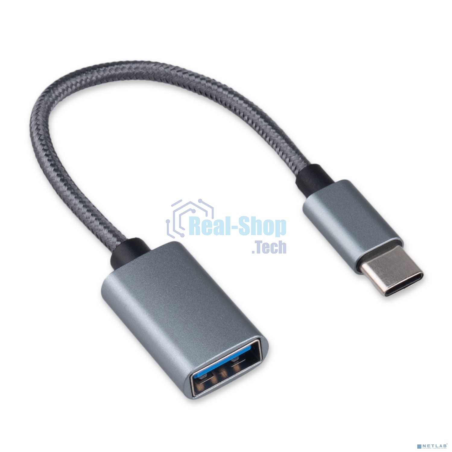 Кабель-переходник USB2.0 OTG Cablexpert A-OTG-CMAF2-02, Type-C(M)/AF, алюминий+нейлон.оплетка, 0.15м, пакет