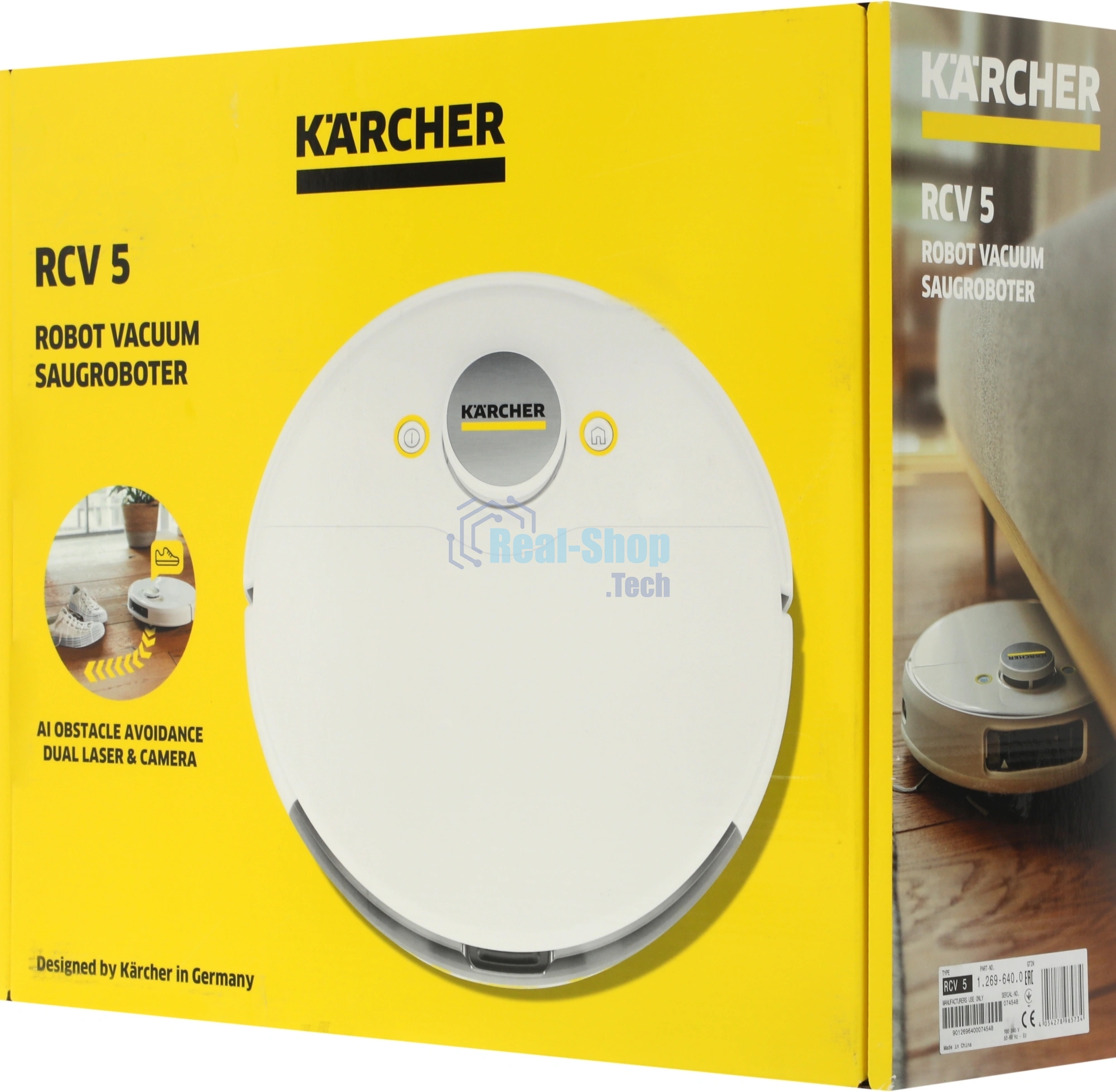 Робот-пылесос Karcher RCV 5 белый 5200 мAч Li-Ion, уборка сухая/влажная, пылесборник контейнер 0.33 л