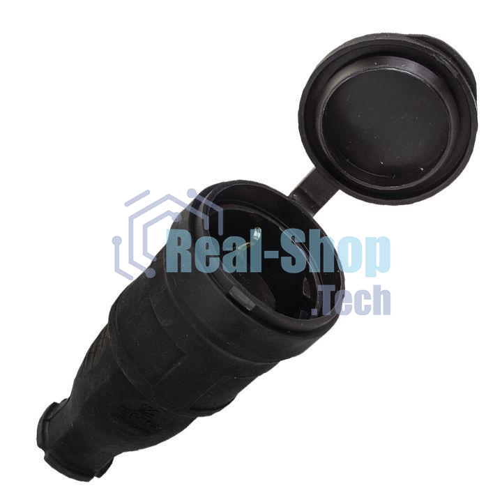 Розетка переносная 16А 230В 2P+PE с защ. крышкой IP44 каучук EKF RPS-012-16-230-44