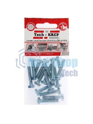 Болт М6х30 с шестигранной головкой цинк. DIN 933 (уп.16шт) класс прочности 8.8. пакет Tech-Krep 102959