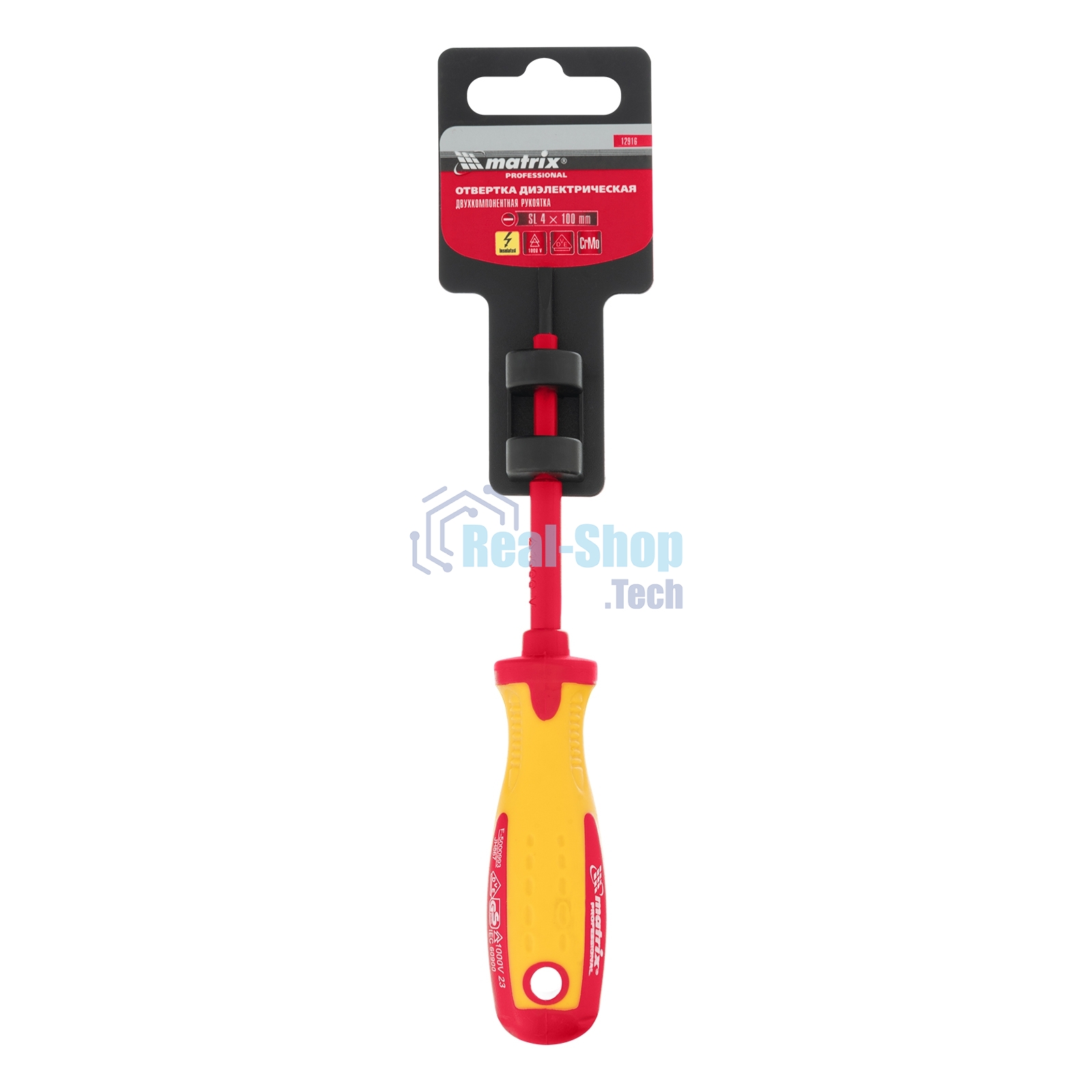 Отвертка Matrix Insulated, SL4,0 x 100 мм, CrMo, до 1000 В, двухкомп.рукоятка
