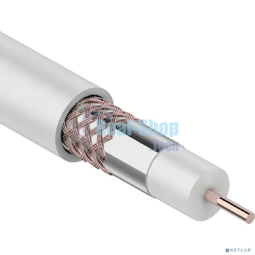 Кабель коаксиальный PROconnect RG-6U+Cu, 75 Ом, Cu/Al/Cu, 48%, бухта 100 м, белый