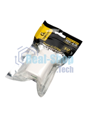Зарядное устройство Cablexpert MP3A-PC-63, 30Вт GaN, 3А, QC4.0/PD, 1xUSB, 1xType-C, белый, пакет