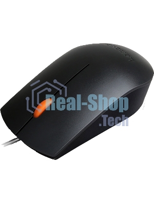 Мышь проводная Lenovo 300 черный, 1600 dpi, USB, кнопки - 3