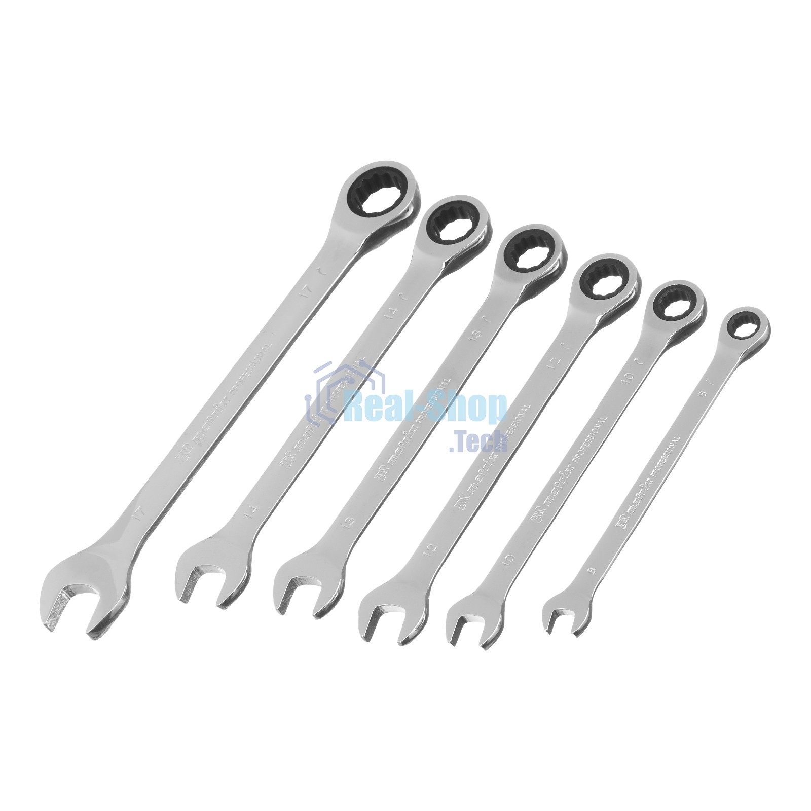 Набор ключей Matrix комбинированных, трещеточных 6 шт