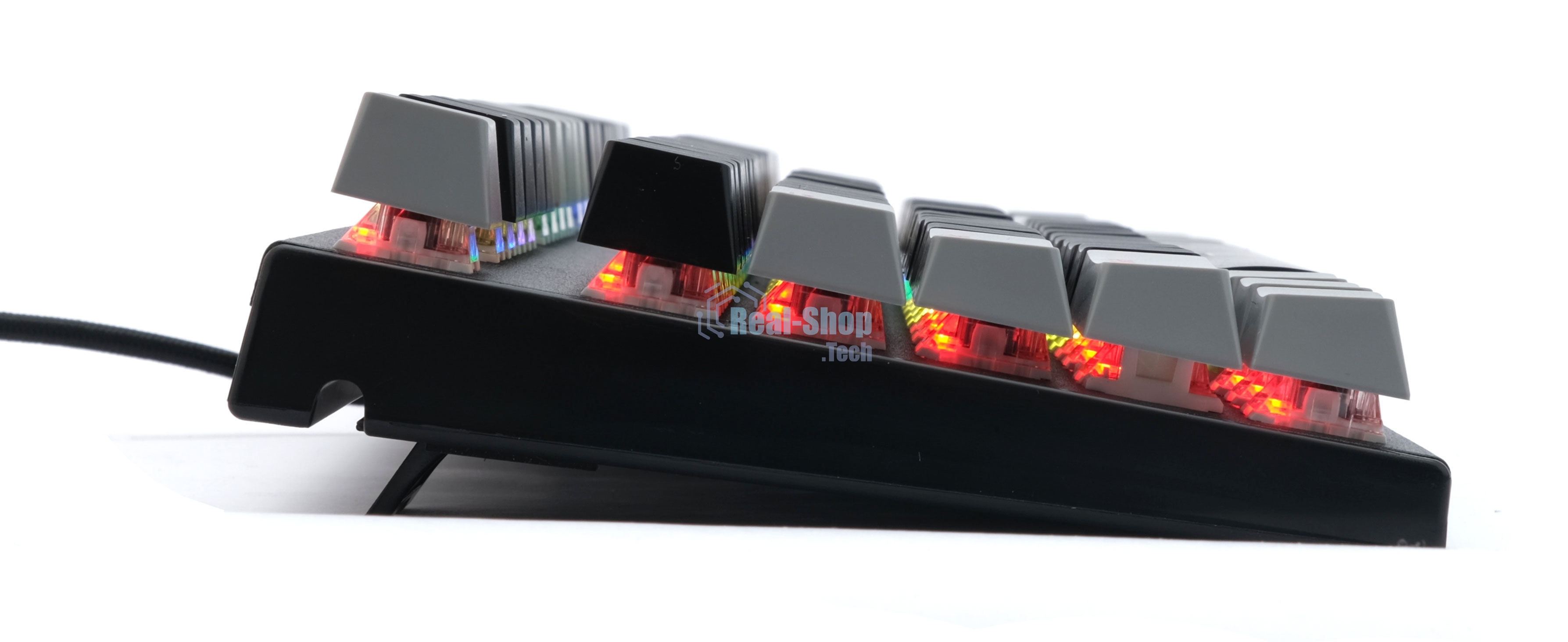 Клавиатура проводная механическая Gembird KB-G600-1, 87кл, Rainbow, коричн.свитчи, 1.8м, черная