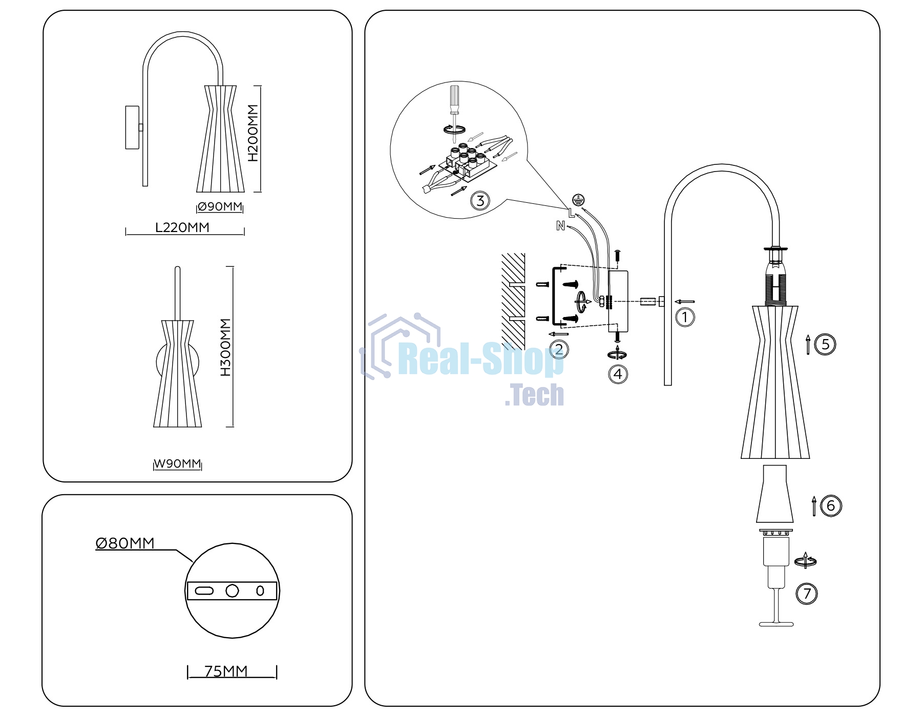 Настенный светильник Ambrella light LH55705 BS/CL латунь/прозрачный E14 max 40W 220*90*300