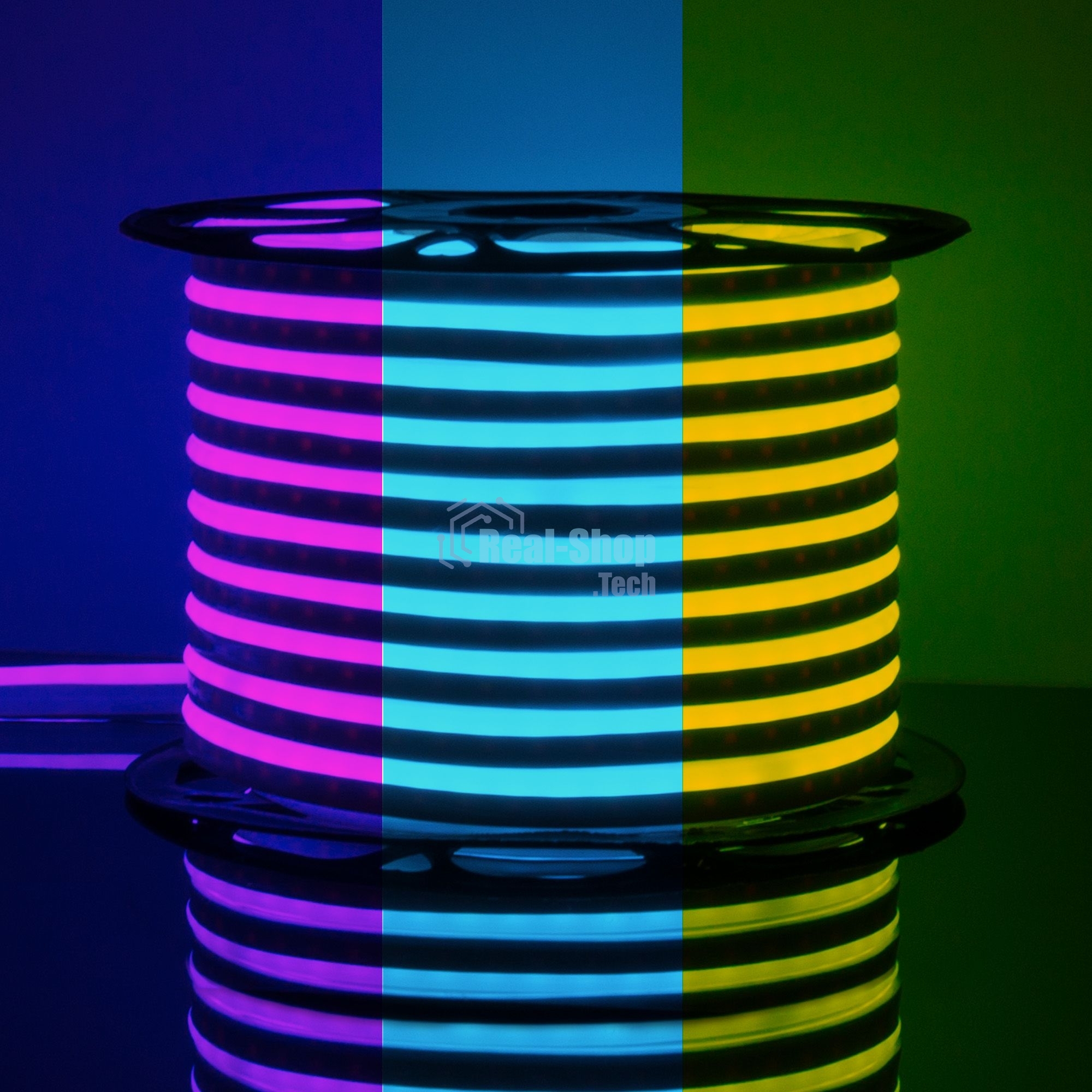 Лента светодиодная LS001 220V RGB / Гибкий неон 12W 80Led 5050 IP67 односторонний , 50 м