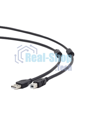 Кабель Gembird/Cablexpert USB 2.0 Pro AM/BM, 3м, экран, 2феррит.кольца, черный, пакет