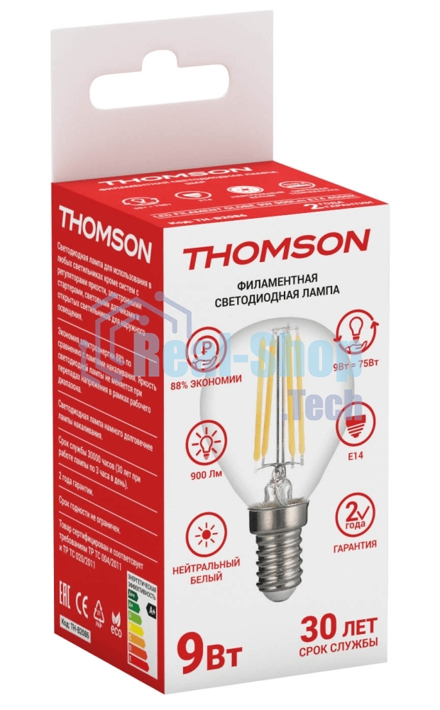 Лампа светодиодная Hiper THOMSON LED FILAMENT GLOBE 9W 900Lm E14 4500K TH-B2086