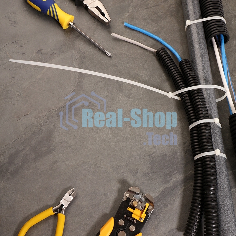 Хомут-стяжка кабельная нейлоновая Rexant 400 x4,8 мм, белая, упаковка 100 шт.