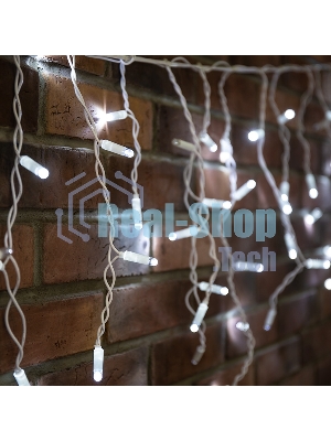 Гирлянда Neon-night Айсикл (бахрома) светодиодный, 2,4х0,6м, эффект мерцания, белый провод, 230 В, диоды БЕЛЫЕ, 88 LED