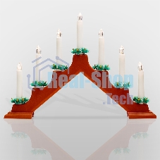 Горка новогодняя Neon-night 7 свечек корпус красн. свечение теплый белый