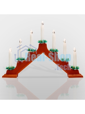 Горка новогодняя Neon-night 7 свечек корпус красн. свечение теплый белый