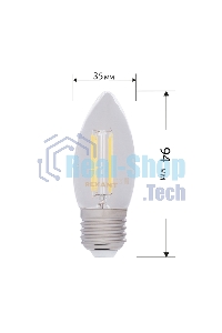 Лампа светодиодная филаментная Rexant Свеча CN35 7.5 Вт 600 Лм 4000K E27 прозрачная колба