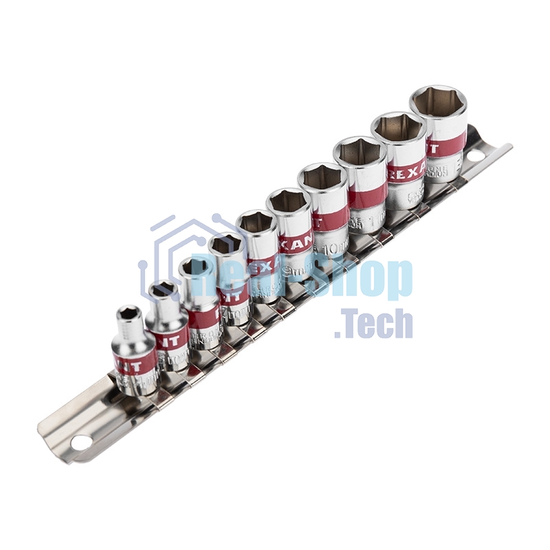 Набор торцевых головок Rexant 1/4, шестигранные, CrV, 10 шт., 4-13 мм