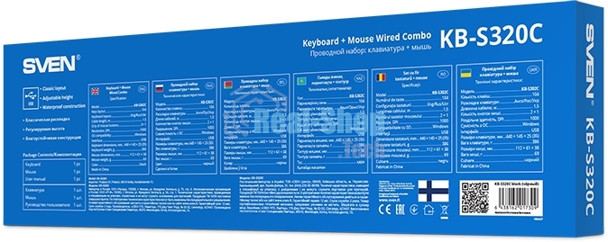 Комплект клавиатура + мышь SVEN KB-S320C клавиатура и мышь черные (USB, 105 кл, 4 кнопки, 1000 dpi)