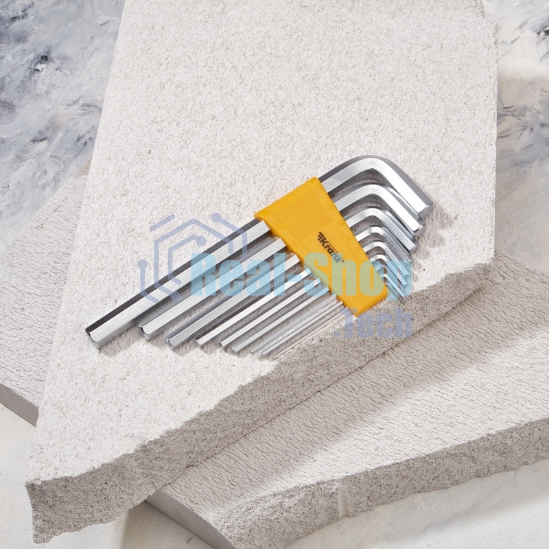 Набор ключей имбусовых HEX Kranz 2,0-12 мм, CrV, 9 шт., удлиненные