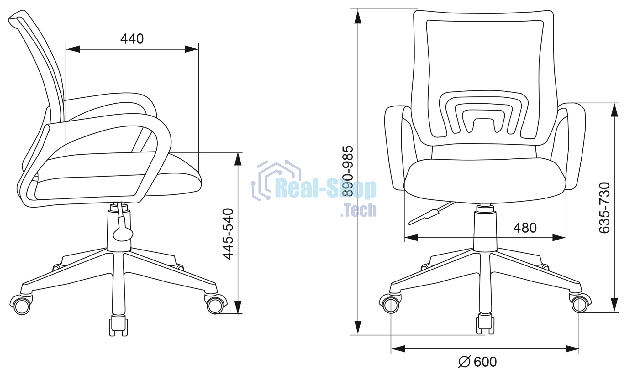 Кресло компьютерное Бюрократ CH-W695NLT TW-04 TW-12 темно-серый, сетка/ткань, крестовина пластик, пластик белый