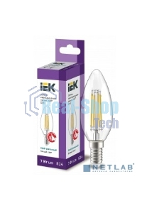 Лампа cветодиодная LED C35 IEK LLF-C35-7-230-40-E14-CL свеча прозр. 7Вт 230В 4000К E14 серия 360°
