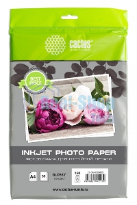 Фотобумага Cactus CS-GA415050ED A4/150г/м2/50л./белый глянцевое для струйной печати