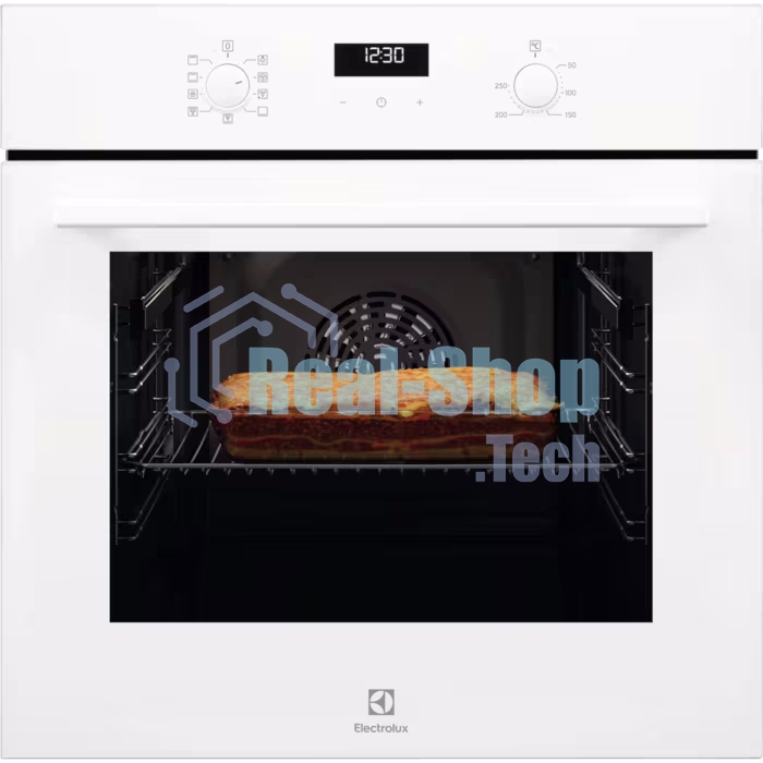 Встраиваемый духовой шкаф Electrolux EOF5F50BV, Электрический духовой шкаф с конвекцией, приготовление на пару, объем 65 л, 8 режимов, очистка каталитическая, 2 стекла в дверце, направляющие проволочные + телескопические (1 уровень)белый