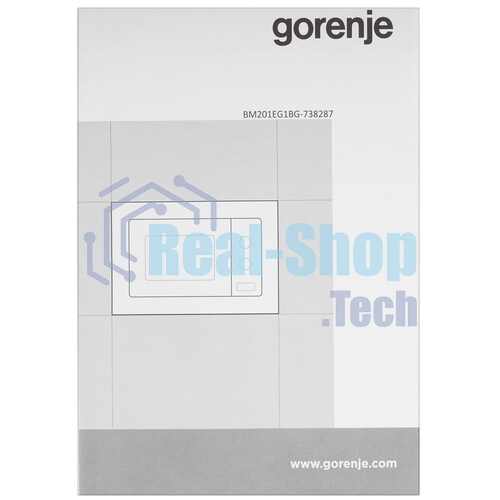 Встраиваемая микроволновая печь Gorenje, 20 л, 5 уровней мощности, 15 автопрограмм, электронное управление, дисплей, гриль, поворотный стол, цвет черный, ВxШxГ 38х56.8х34 см