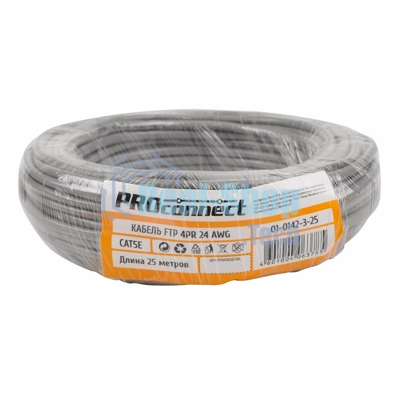 Кабель FTP PROconnect 4PR 24AWG, CCA, cat.5e, PVC, серый, бухта 25 м