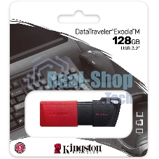 Флешка USB Kingston DataTraveler Exodia M (DTXM/128Gb), 128Gb, USB 3.0, R/W 70/45, черный/красный