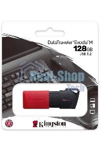 Флешка USB Kingston DataTraveler Exodia M (DTXM/128Gb), 128Gb, USB 3.0, R/W 70/45, черный/красный