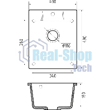 Мойка GRANFEST URBAN 240 1-чаша 400x490мм, монтаж: врезной, материал: кварц, серый