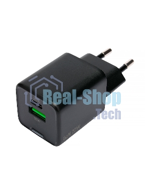 Зарядное устройство Cablexpert MP3A-PC-62, 20Вт GaN, 3А, QC4.0/PD, 1xUSB, 1xType-C, черный, пакет