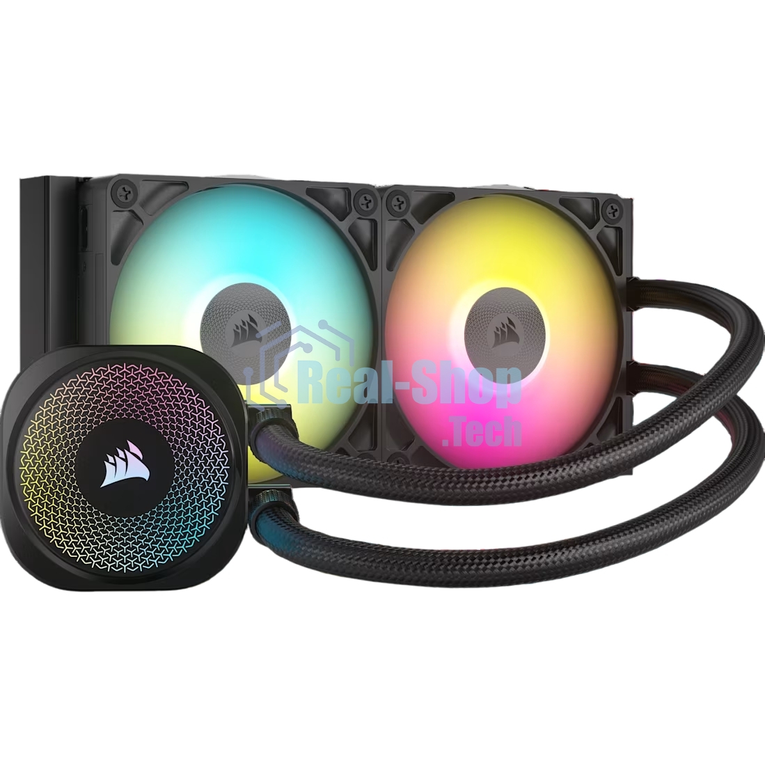 Система жидкостного охлаждения Corsair iCUE LINK TITAN 240 RX RGb (240мм, черный, RGb/ Fans: 2x120мм, 73.5CFM, 36dBA, 2100RPM/ S: 1851, 1700, AM5, AM4)