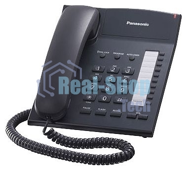 Телефон проводной Panasonic KX-TS2382RUB черный индикатор вызова,повторный набор последнего номера,4 уровня громкости звонка