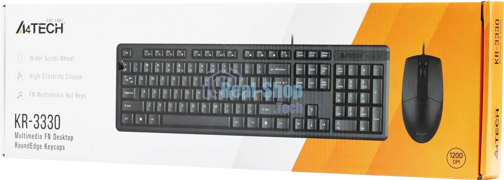 Комплект клавиатура+мышь A4Tech KR-3330 проводной, USB, 1200 DPI, чёрный