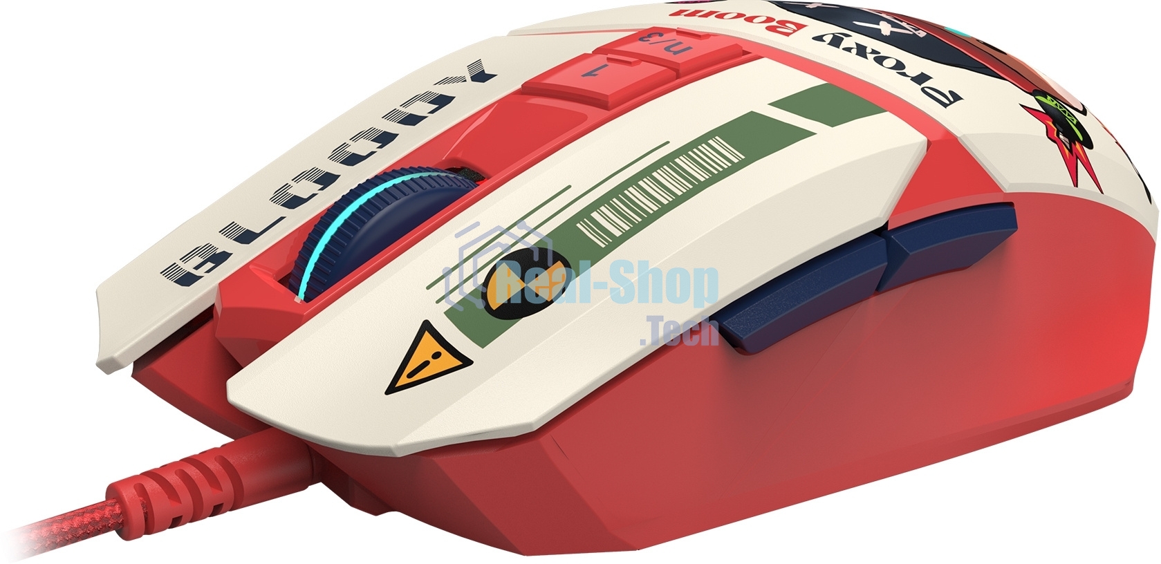 Мышь проводная A4Tech Bloody W63 Max Proxy Boom бежевый/красный, 12000 dpi, USB, кнопки - 9