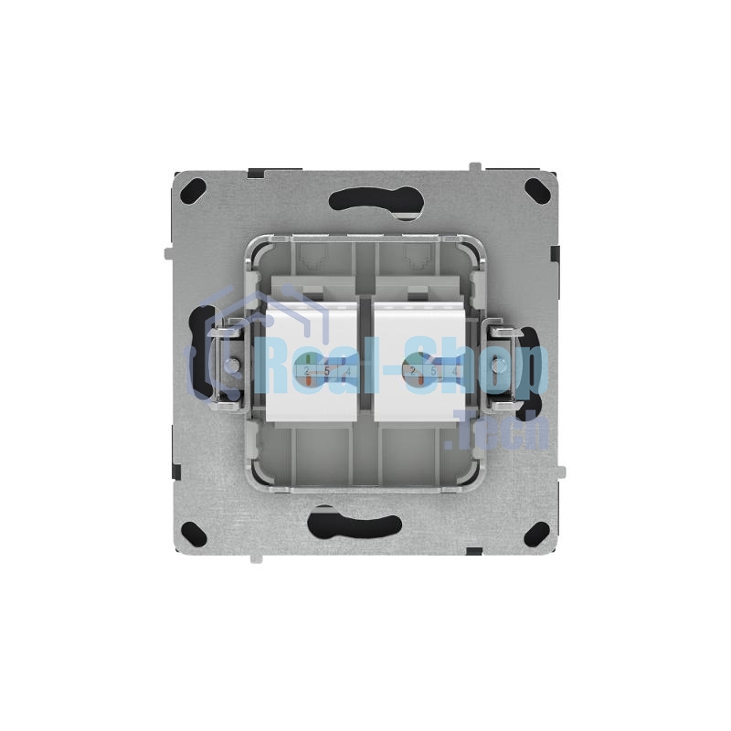 Компьютерная розетка RJ-45 без шторки, кат.6А двойная, KANT, черный уголь