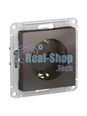 Механизм розетки 1-м СП AtlasDesign с заземл. 16А мокко SchE ATN000643