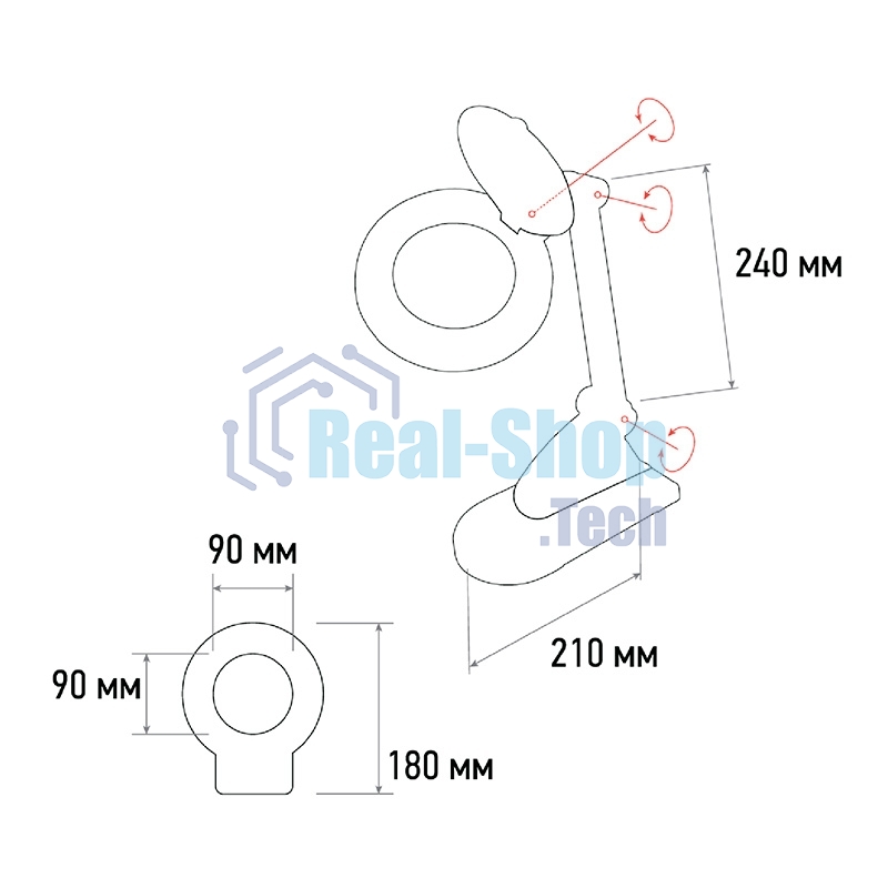 Лупа настольная 3D+12D Rexant с подсветкой, белая