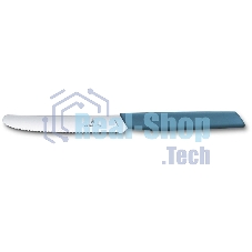 Нож кухонный Victorinox Swiss Modern (6.9006.11W2) стальной столовый для томатов лезв.110мм серрейт. заточка синий