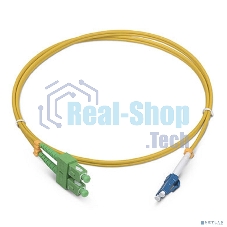 Комм. шнур оптический Cabeus Tight Buffer, Duplex SC/LC (APC/UPC), OS2 9/125, LSZH, 2м, Ø 2мм, синий хвостовик, цвет: жёлтый