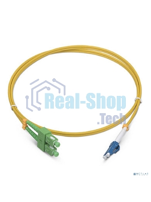 Комм. шнур оптический Cabeus Tight Buffer, Duplex SC/LC (APC/UPC), OS2 9/125, LSZH, 2м, Ø 2мм, синий хвостовик, цвет: жёлтый