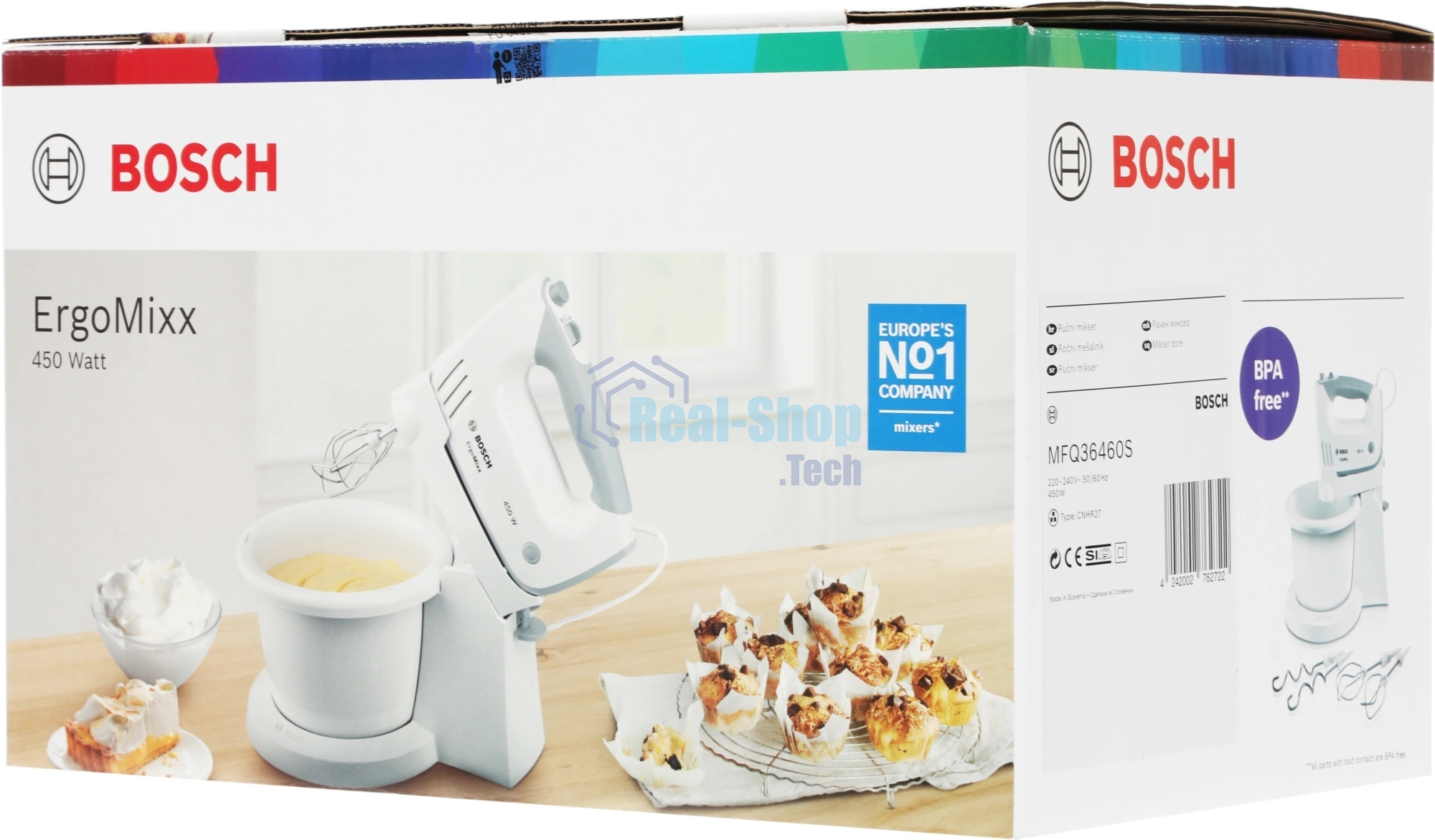 Миксер Bosch MFQ36460S белый/серый, ручной, 450 Вт, 5 скоростей