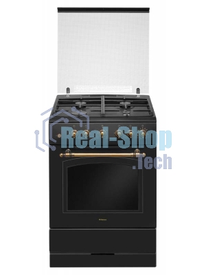 Плита газовая Hansa FCGA62109 черный, конфорок 4 шт, духовка 58 л, 60 см x 85 см x 60 см