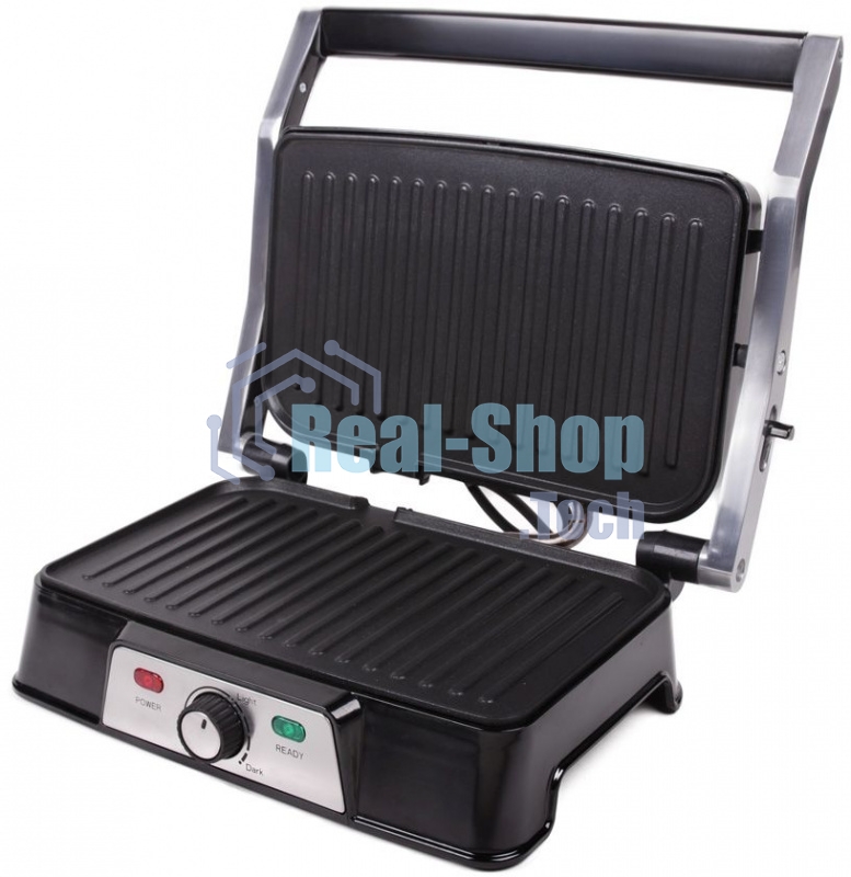 Гриль-пресс электрический Endever Grillmaster 220, серебристый/черный