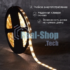 Лента светодиодная 5 м 12 В 2835 2700 К IP65 60 LED/м для БП с клеммами LAMPER